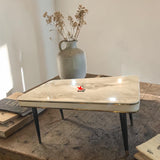 Compact Marble Finish Dining Table with Gold Edge Detail