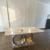 Luxury Marble Dining Table with Geometric Metal Base