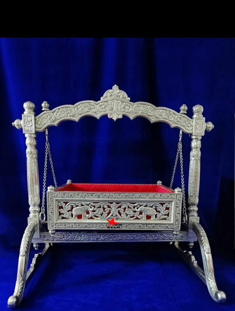 Silver Cradle (Jhula) | German Silver Krishna Jhula for Pooja & Ceremonies