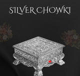 Silver Chowki | Heavy German Silver Pooja Chowki with Antique Finish