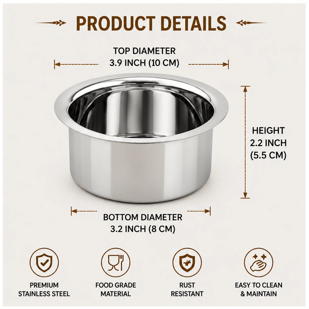 nutristar aluminium patila of bhagona size guide