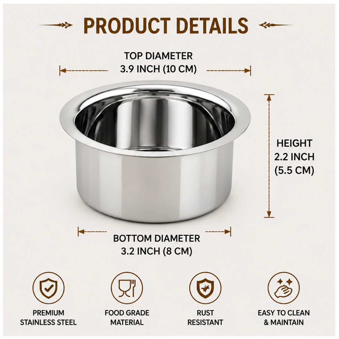 nutristar aluminium patila of bhagona size guide