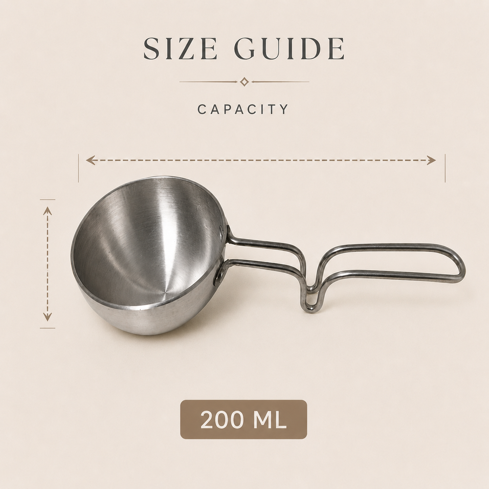Nutristar aluminium tadka pan with deep bowl and long metal handle for Indian tempering