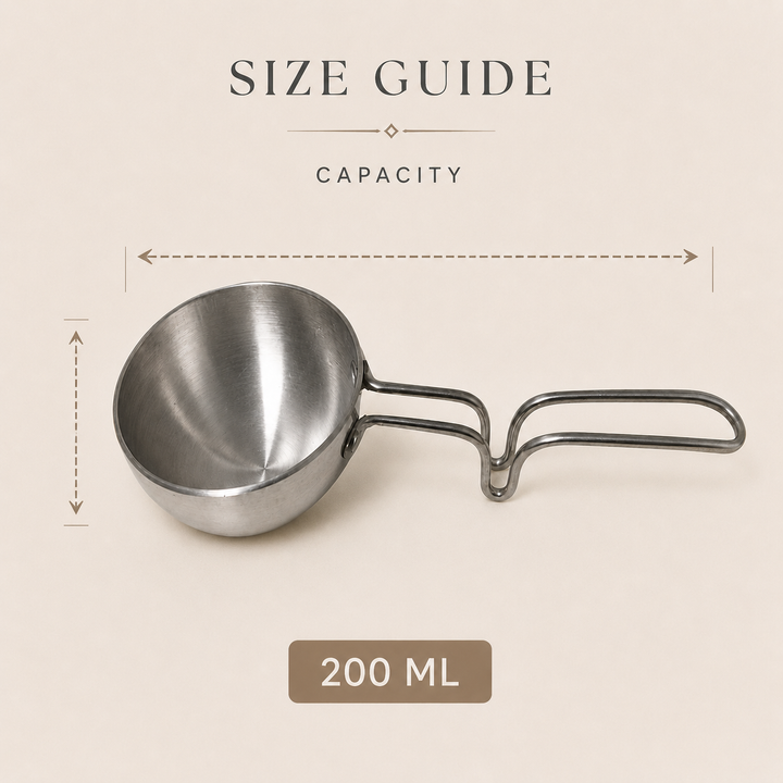 Nutristar aluminium tadka pan with deep bowl and long metal handle for Indian tempering