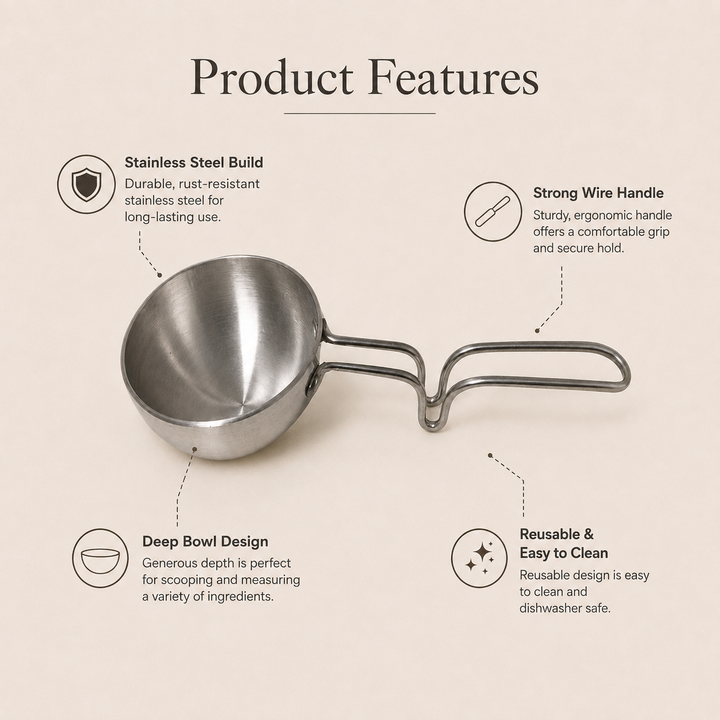Nutristar aluminium tadka pan with deep bowl and long metal handle for Indian tempering