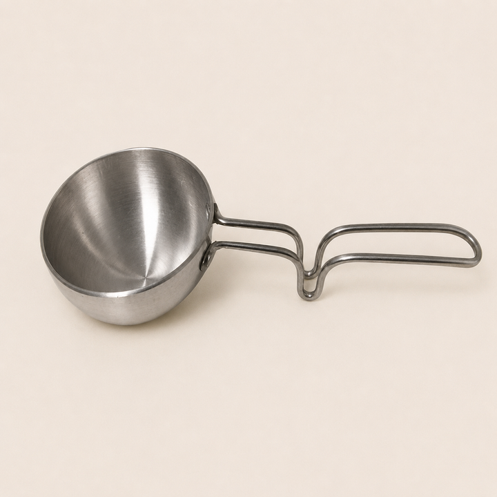 Nutristar aluminium tadka pan with deep bowl and long metal handle for Indian tempering