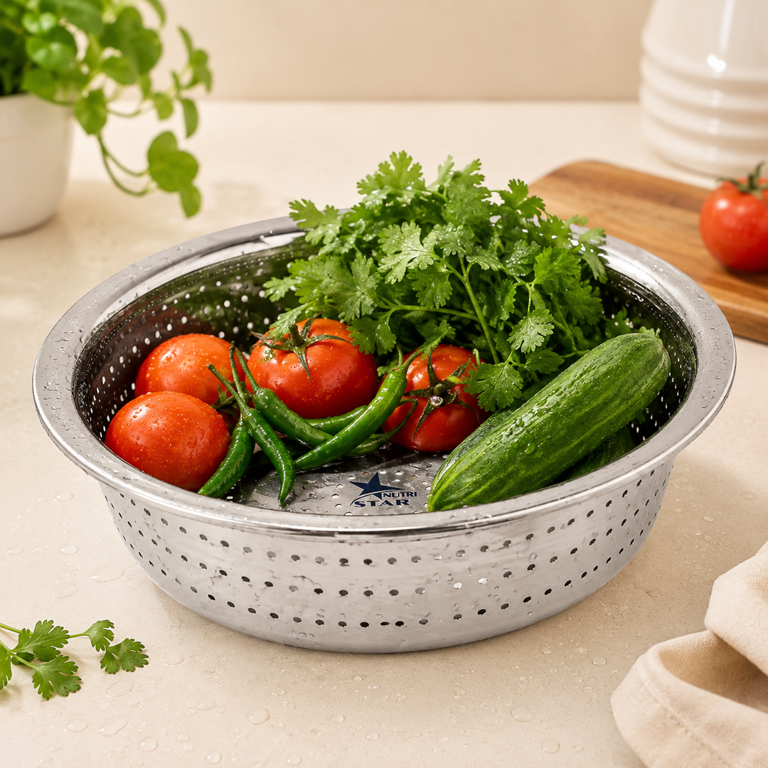 Stainless Steel Strainer/Channi/Bowl, Diameter 12 Inches.