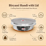 Biryani Handi with Lid, Cooking Handi for Hyderabadi Dum Biryani Heavy Gauge, Hotel Cookware, Biryani Handi with Collar.