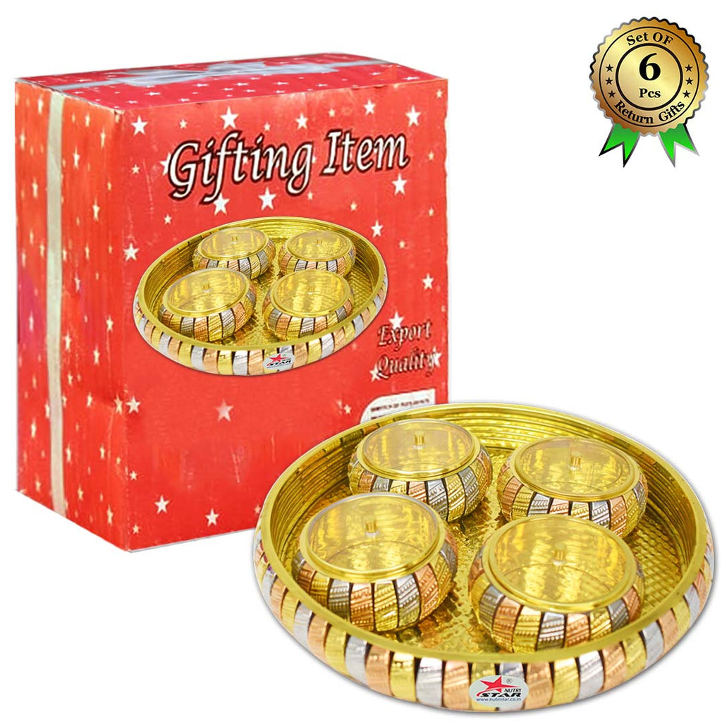 Gift Item, refreshment box,  round dry fruit box, Four Bowl set (Set of 6)