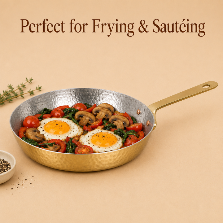 Brass Hammered Frypan - size guide