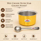 Brass Cooking Pot/Tope with Stainless Steel Lid and Brass Ladle.