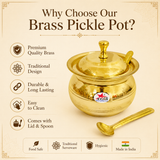 Brass Ghee Pot with Lid and Spoon