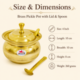 Brass Ghee Pot with Lid and Spoon