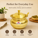 Brass Ghee Pot with Lid and Spoon