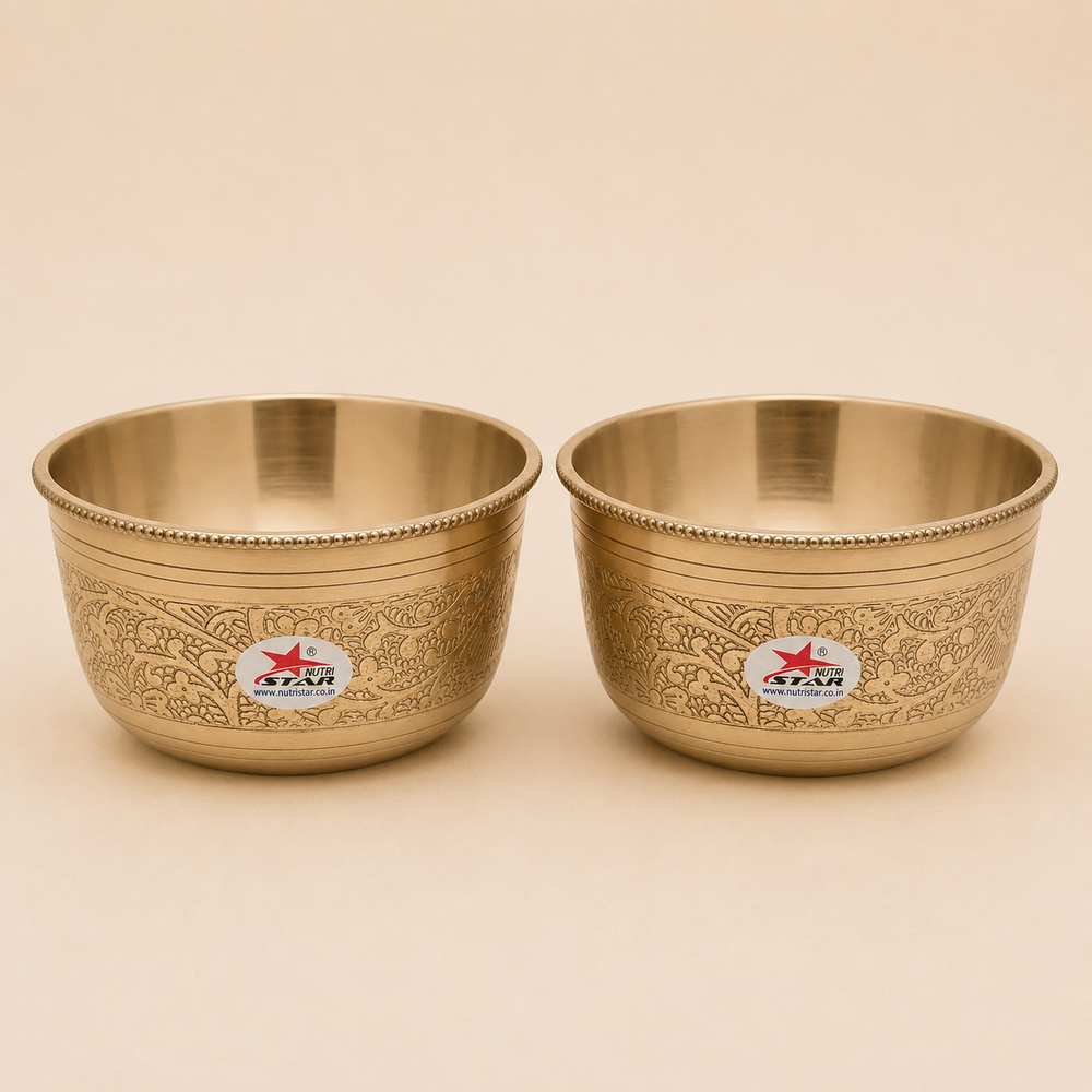 Nutristar Embossed Bronze Serving Bowl – Pack of 2 – combo image