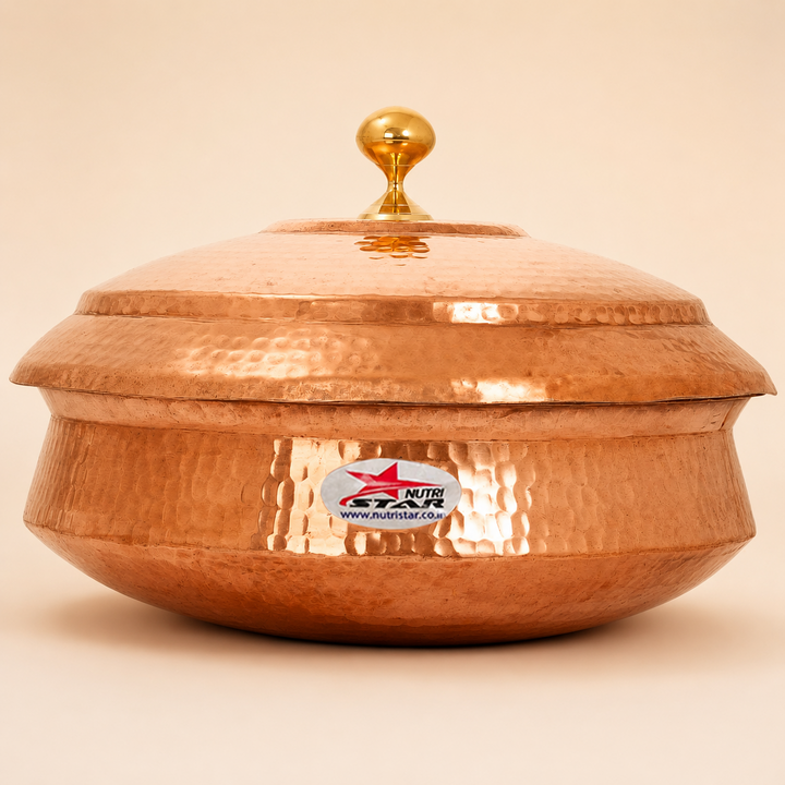Nutristar Hammered Copper Handi with Lid – Traditional Serving &amp; Gift Bowl