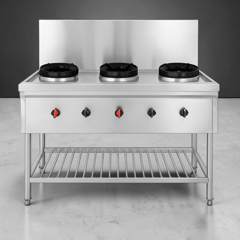 Nutristar Stainless Steel Three Burner Chinese Range Stove | Commercial Stove