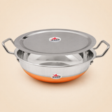 Steel Copper Bottom Kadhai/Wok with Lid, Cookware, Cooking Utensil, Pack of 1.