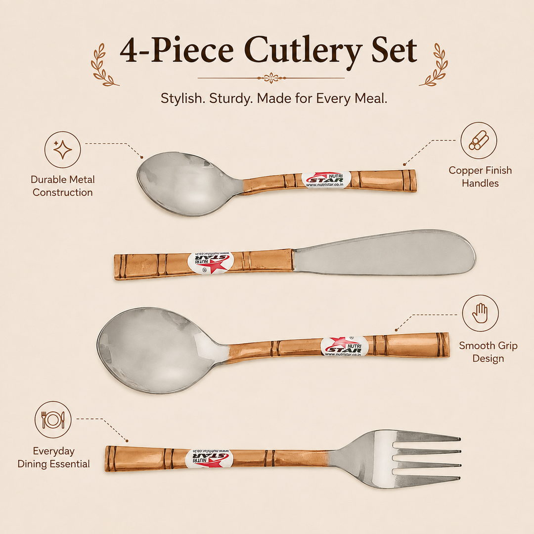 Nutristar stainless steel cutlery set with copper finish handles 4 piece