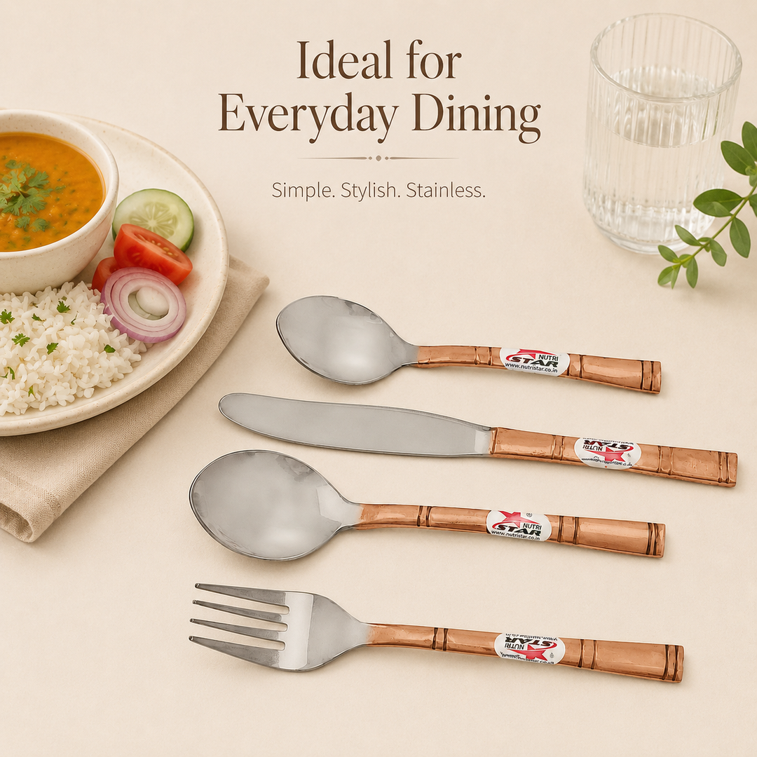 Nutristar stainless steel cutlery set with copper finish handles 4 piece
