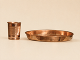 Nutristar Pure Copper Dinner Plate & Drinking Glass Set – 11 Inch Plate with 250 ml Glass