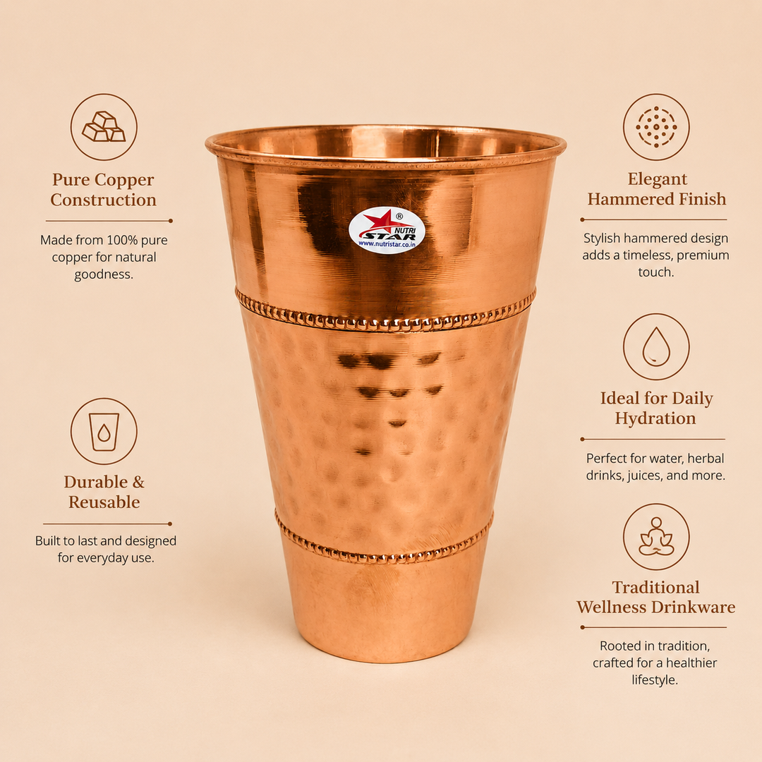 Nutristar pure copper drinking glass 500 ml with hammered finish