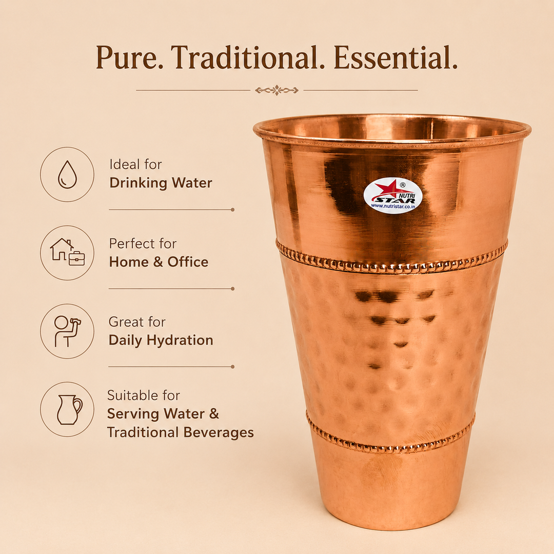 Nutristar pure copper drinking glass 500 ml with hammered finish