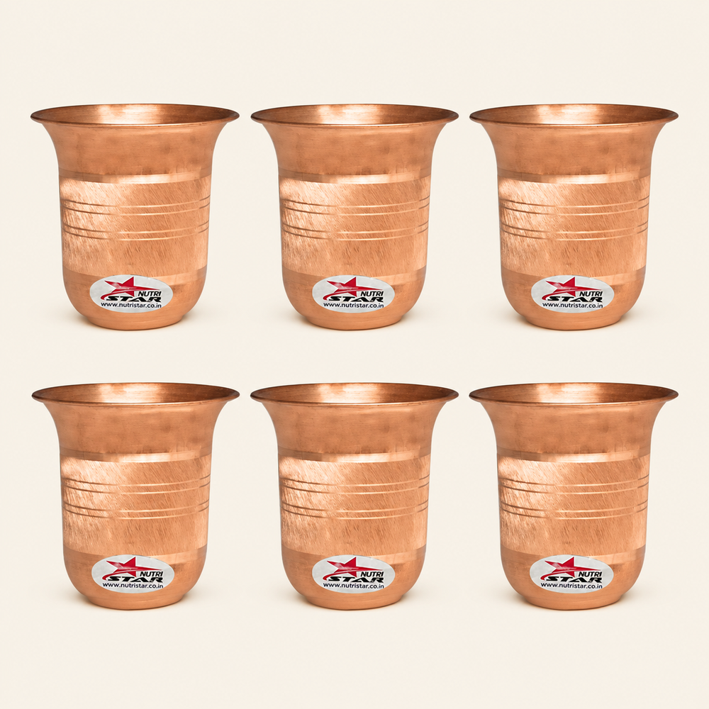 Pure copper drinking glass with textured band durable build and 250 ml capacity