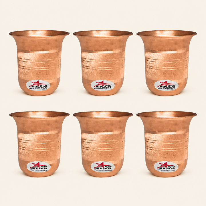 Pure copper drinking glass with textured band durable build and 250 ml capacity
