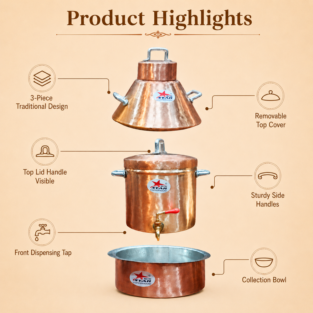 Copper Irani Tea Set Samawar & Copper Patila. Hyderabadi Irani Chai Set. - use