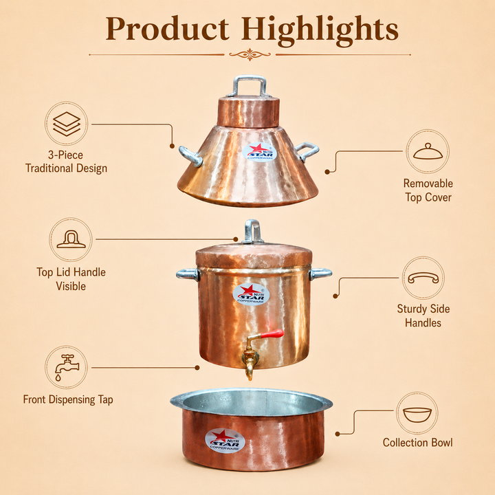 Copper Irani Tea Set Samawar &amp; Copper Patila. Hyderabadi Irani Chai Set. - use