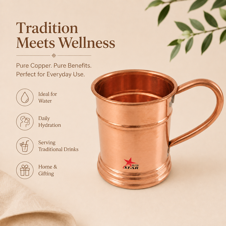 Nutristar pure copper mug with handle 600 ml