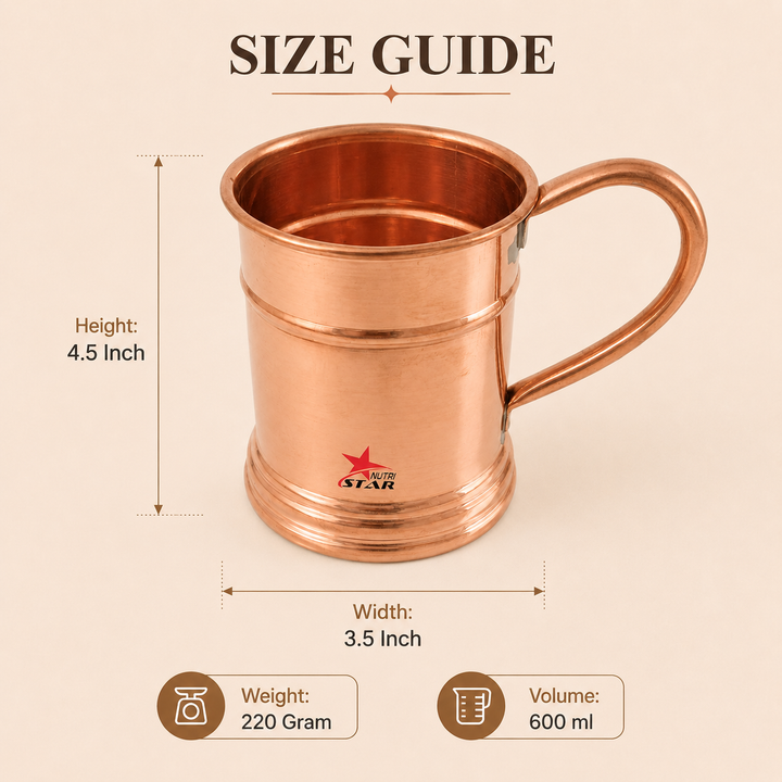 Nutristar pure copper mug with handle 600 ml