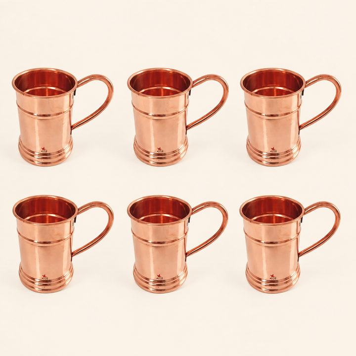 Nutristar pure copper drinking mug with curved handle polished finish