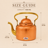 Nutristar hammered copper serving kettle with brass handle curved spout and lid