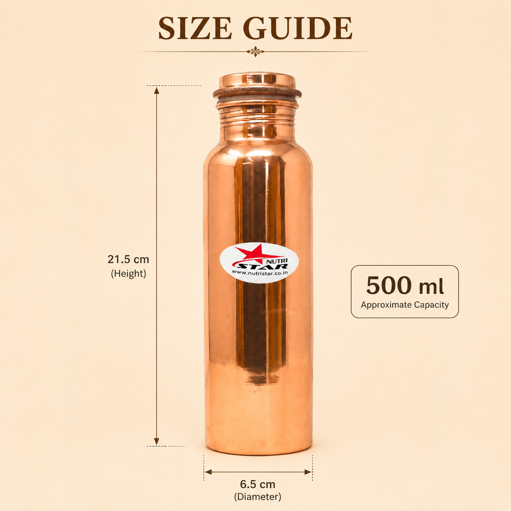 Nutristar pure copper water bottle with secure screw lid