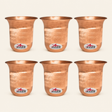 Pure copper drinking glass with textured band durable build and 250 ml capacity