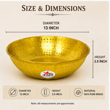 Brass Mixing Bowl, Brass Fruit Bowl Online, Diameter 13 Inch.