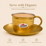 Nutristar brass hammered tea cup with saucer and stainless steel inner