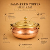 Nutristar Hammered Copper Biryani Handi with Brass Lid & Handles