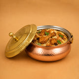 Nutristar Hammered Copper Biryani Handi with Brass Lid & Handles