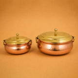 Nutristar Hammered Copper Biryani Handi with Brass Lid & Handles