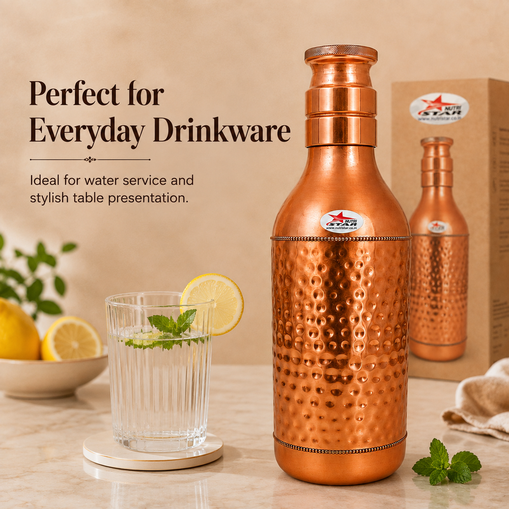 Copper Water Bottle 1 Liter. Pure Copper Drinkware. - uses