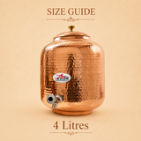 Nutristar hammered copper water matka with lid and dispensing tap