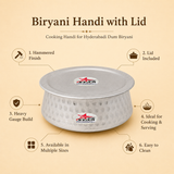 Biryani Handi with Lid, Cooking Handi for Hyderabadi Dum Biryani Heavy Gauge, Cookware.