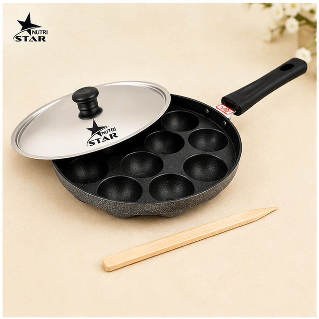 Non Stick Ponganalu Pan with Stainless Steel Lid, 12 Cups Pan. - main product image