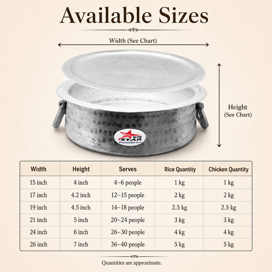 Biryani Handi,Aluminium Biryani Handi Pot with Lid,Thick Gauge Cooking Vessel.