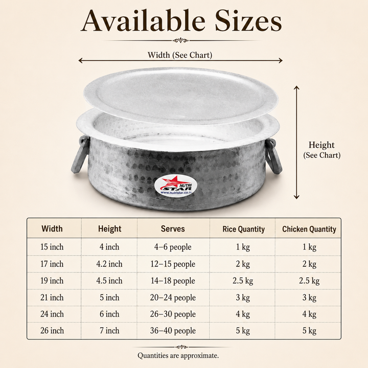 Biryani Handi,Aluminium Biryani Handi Pot with Lid,Thick Gauge Cooking Vessel.