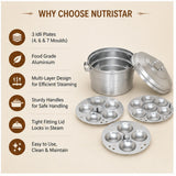 Idli Cooker of 3 Plates. Idli Cooker, Capacity 3 Plates, Pack of 1.