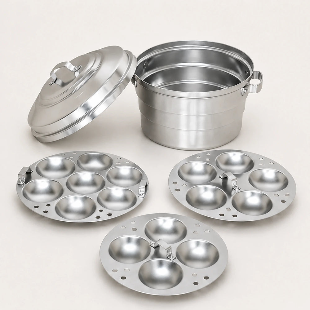 Nutristar aluminium idli cooker with 3 plates for making 17 idlis